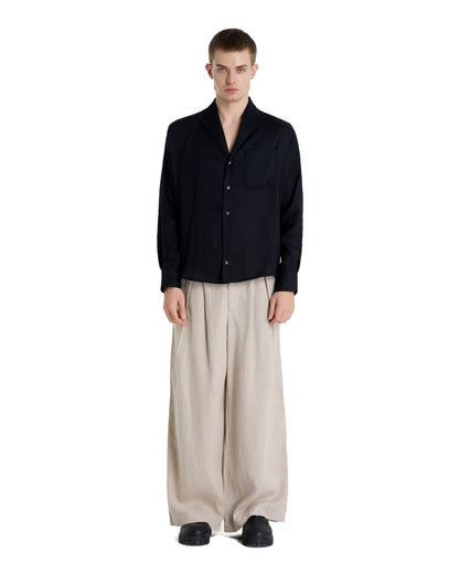 ENZO NERO BLACK LINEN SHIRT