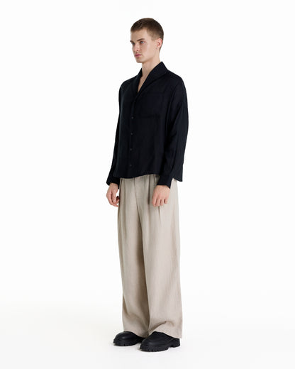 ENZO NERO BLACK LINEN SHIRT
