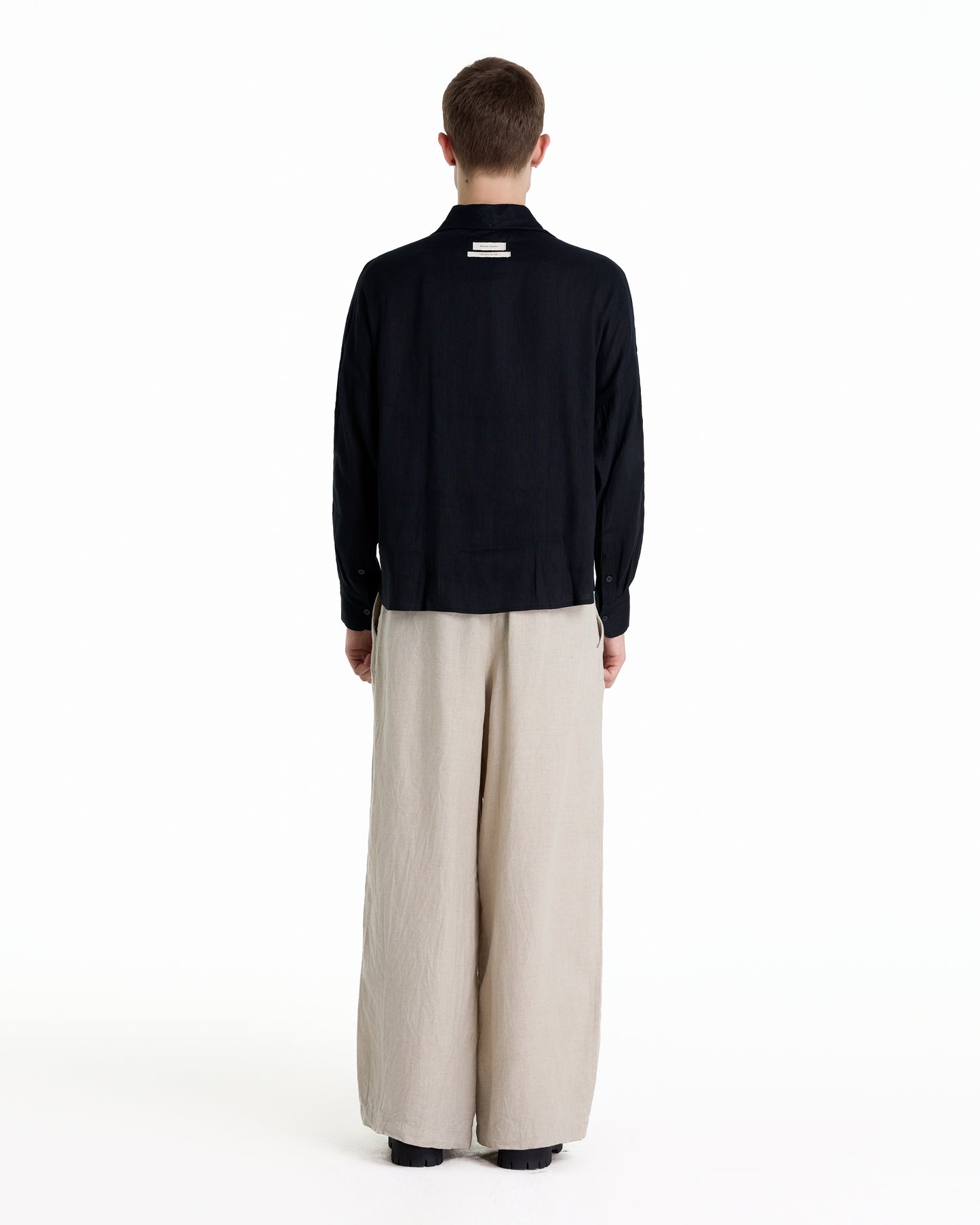 ENZO NERO BLACK LINEN SHIRT