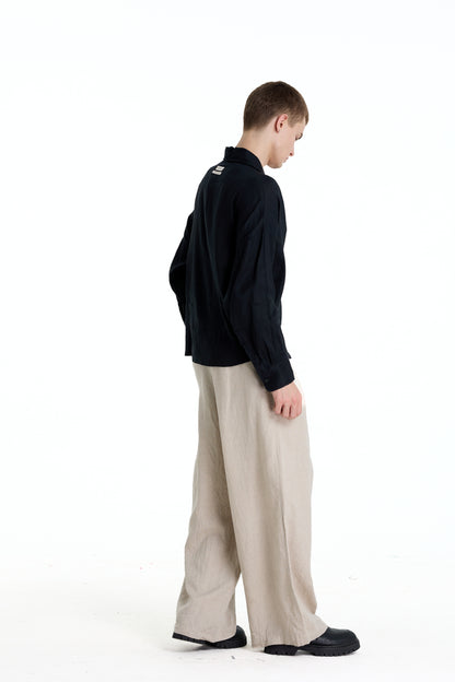 ENZO NERO BLACK LINEN SHIRT