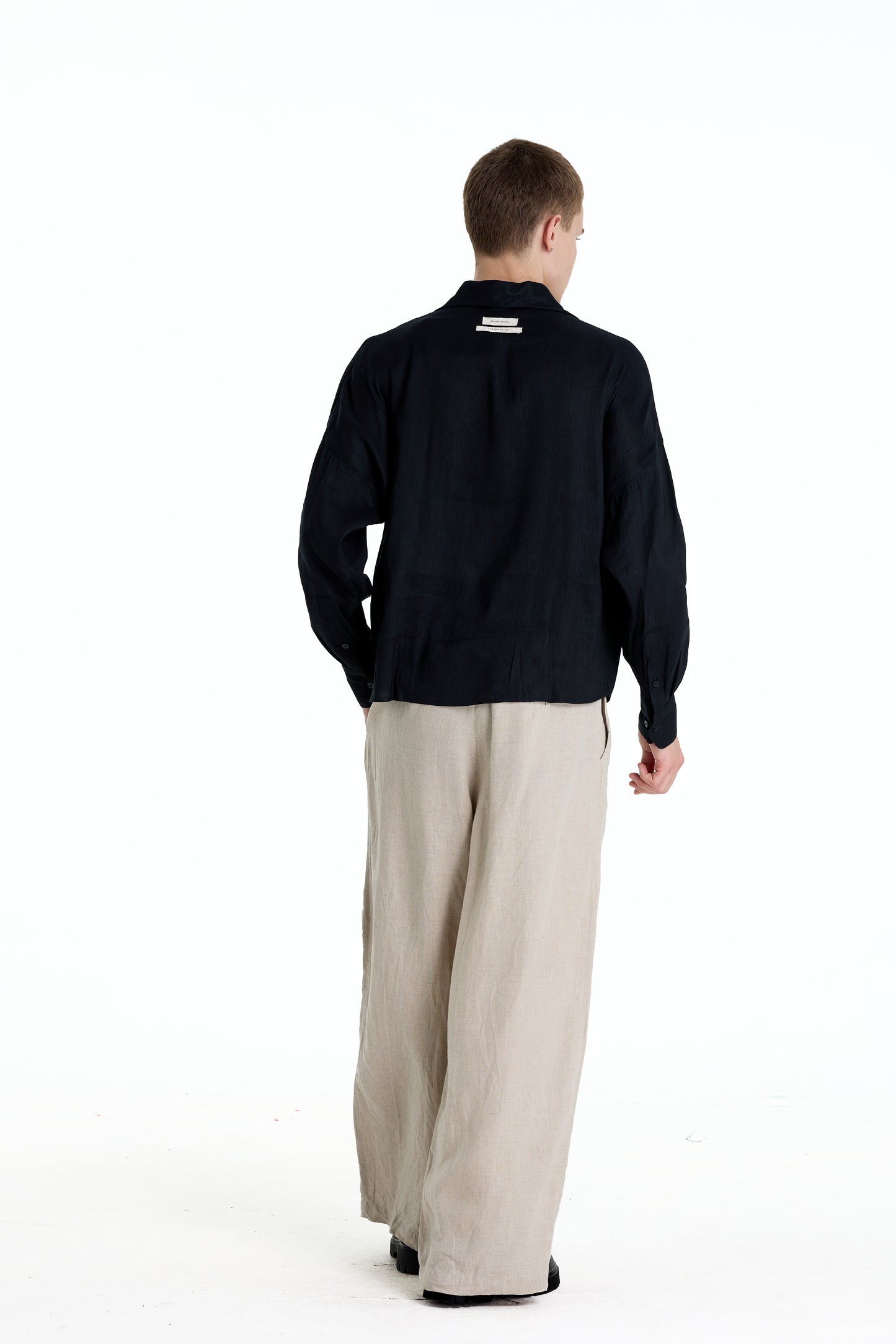 ENZO NERO BLACK LINEN SHIRT