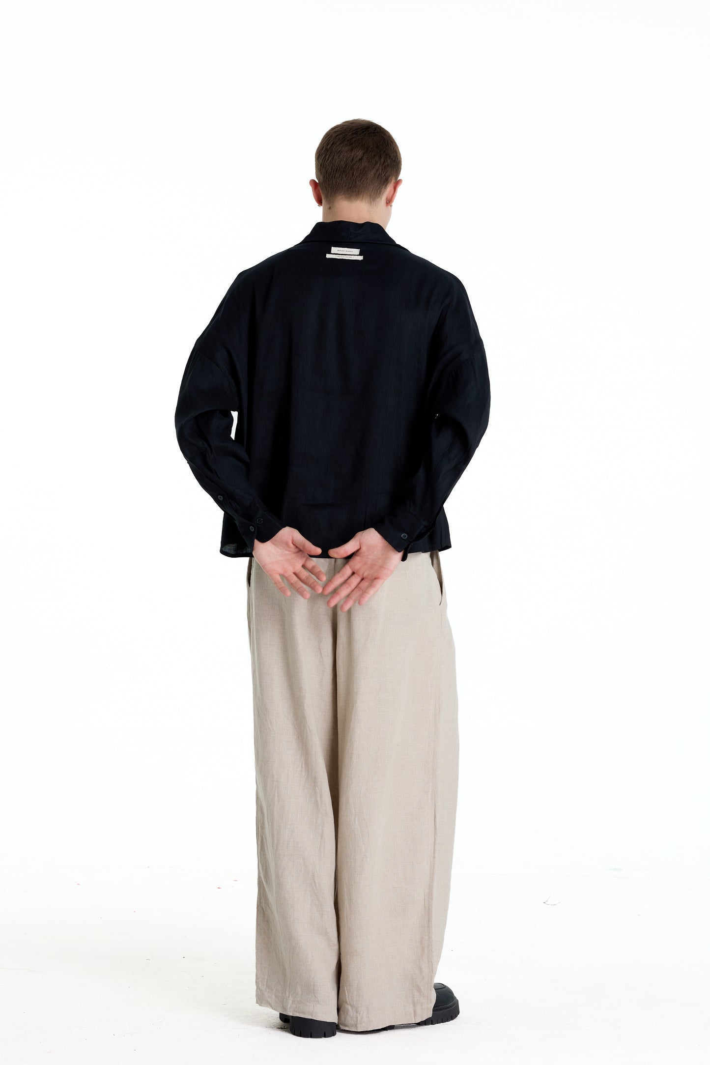ENZO NERO BLACK LINEN SHIRT