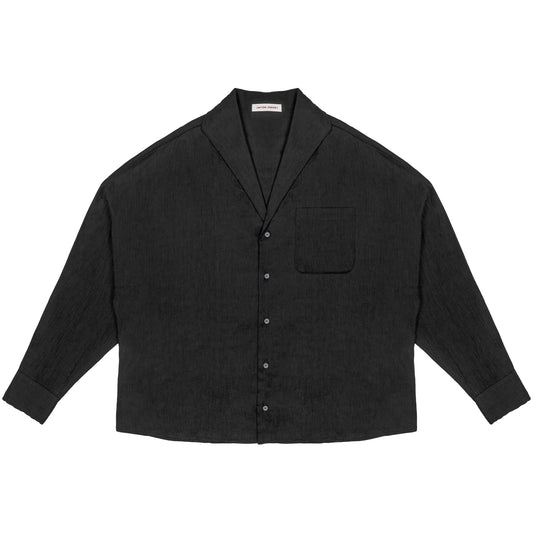ENZO NERO BLACK LINEN SHIRT