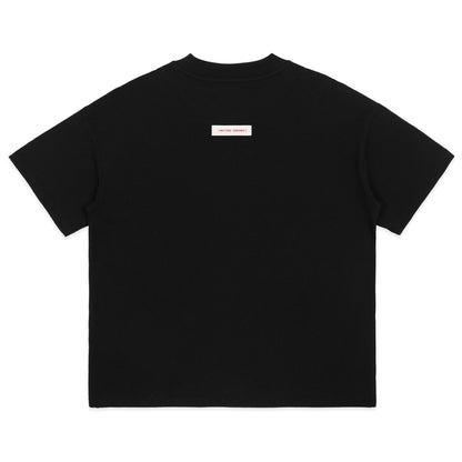 V-NECK VELVET PRINTED BLACK TEE