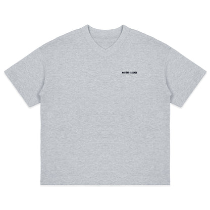 V-NECK VELVET PRINTED GREY TEE
