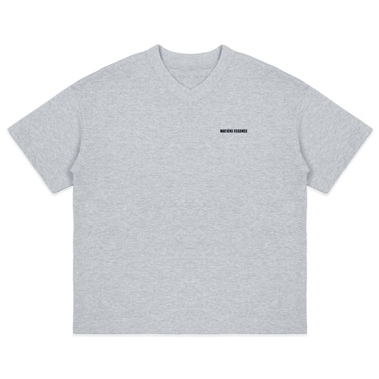 V-NECK VELVET PRINTED GREY TEE