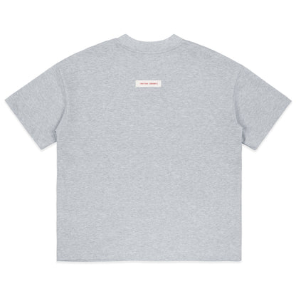 V-NECK VELVET PRINTED GREY TEE