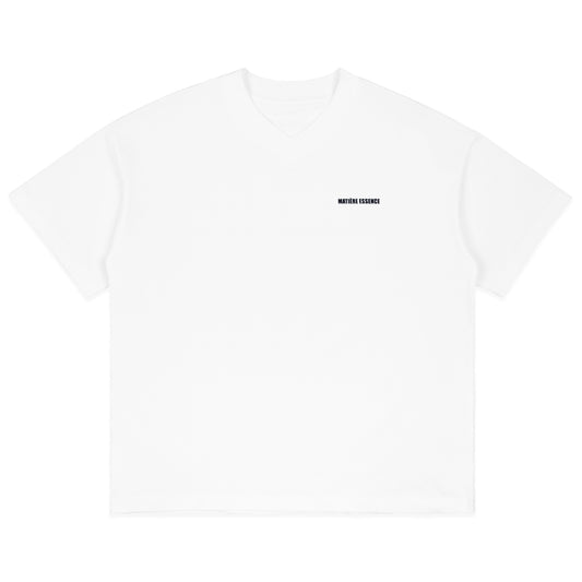 V-NECK VELVET PRINTED WHITE TEE