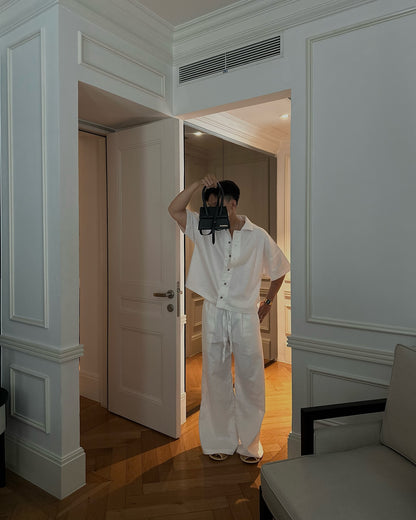 BONJOUR MADAME LINEN WHITE CROP SHIRT