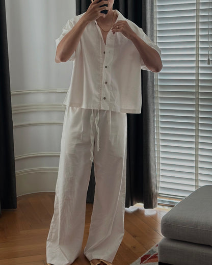 BONJOUR MADAME LINEN WHITE CROP SHIRT