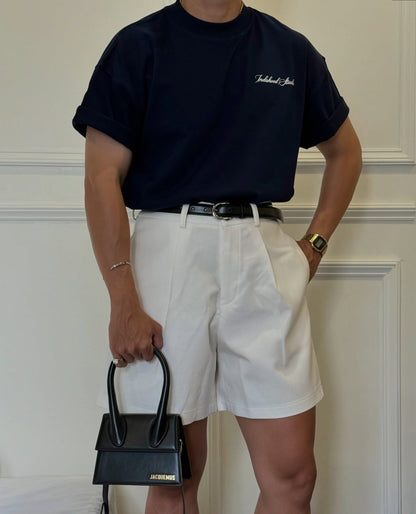 LOW WAIST WHITE LINEN LAINE SHORTS