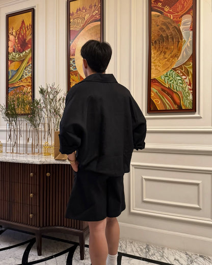 FRANCESCO LINEN BLACK SHIRT