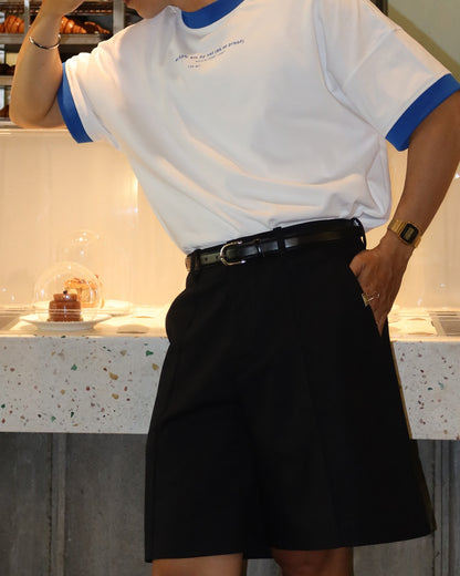 HIGH WAIST BLACK LINEN LEWIS SHORTS