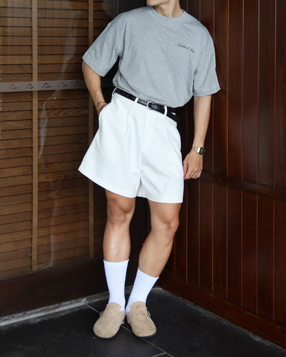 LOW WAIST WHITE LINEN LAINE SHORTS