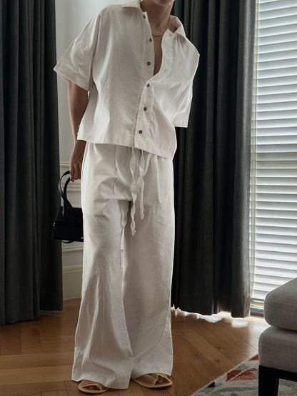 BONJOUR MADAME LINEN WHITE PANTS
