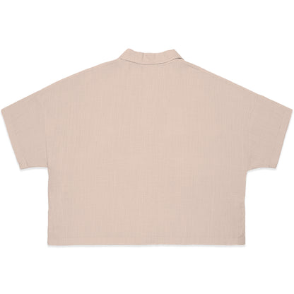 BONJOUR MADAME LINEN TAN CROP SHIRT