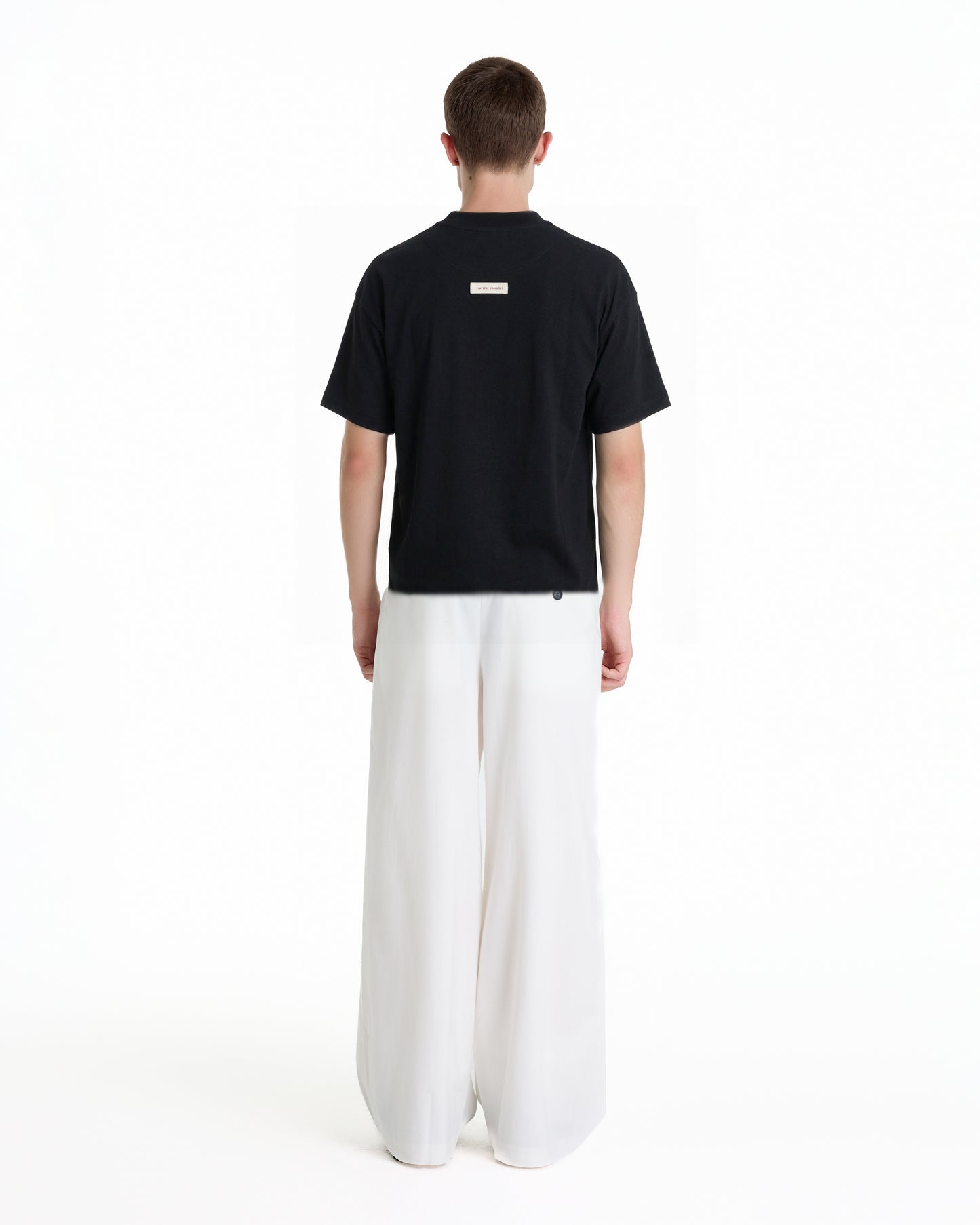 V-NECK VELVET PRINTED BLACK TEE