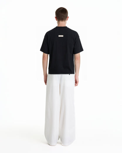 V-NECK VELVET PRINTED BLACK TEE