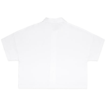BONJOUR MADAME LINEN WHITE CROP SHIRT
