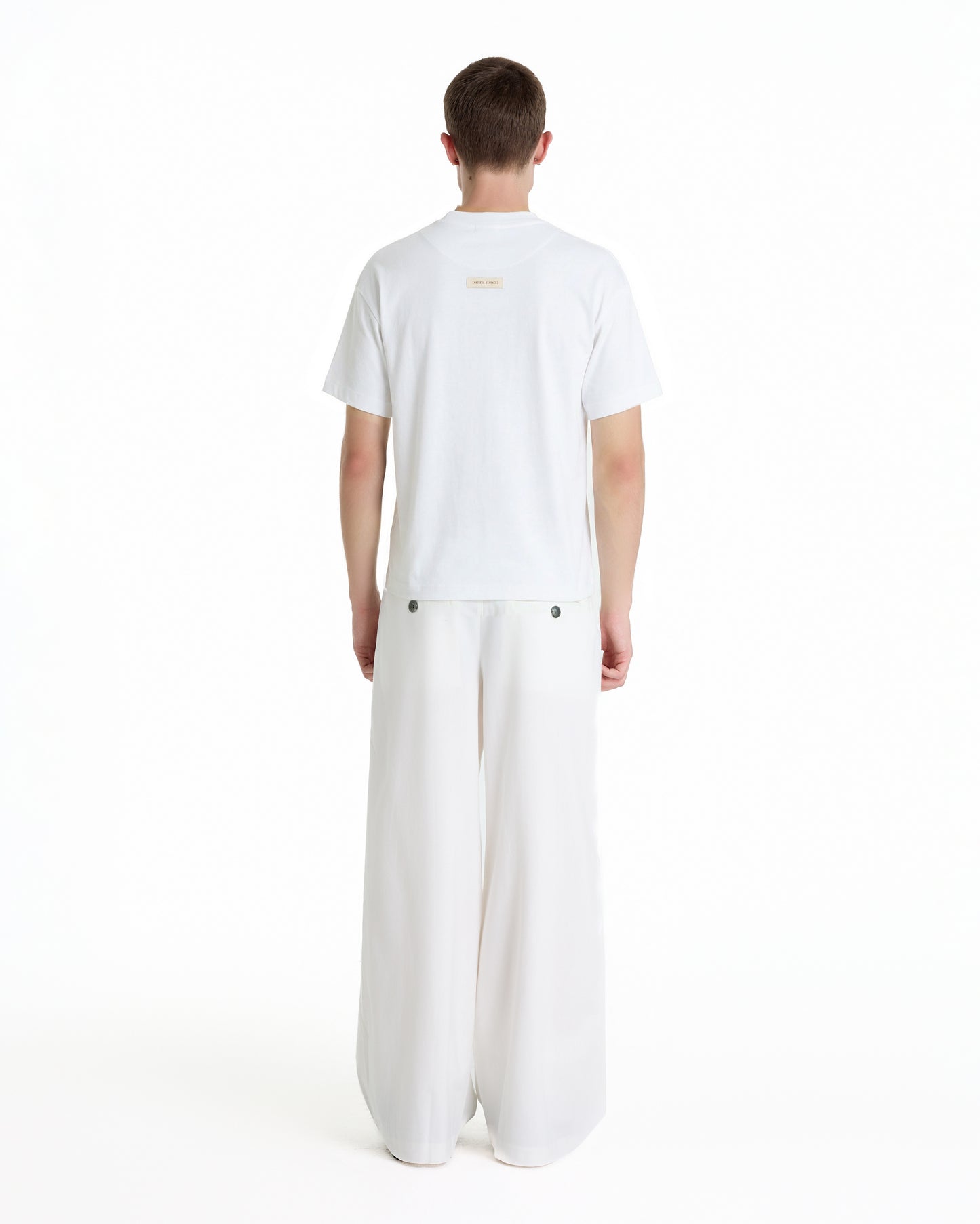 V-NECK VELVET PRINTED WHITE TEE