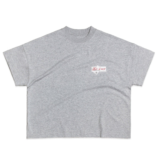 IDH EMBROIDERY TAPED GREY BOXY TEE